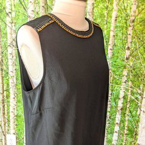 New H&M Sleeveless Blouse w Beads & Leather Trim